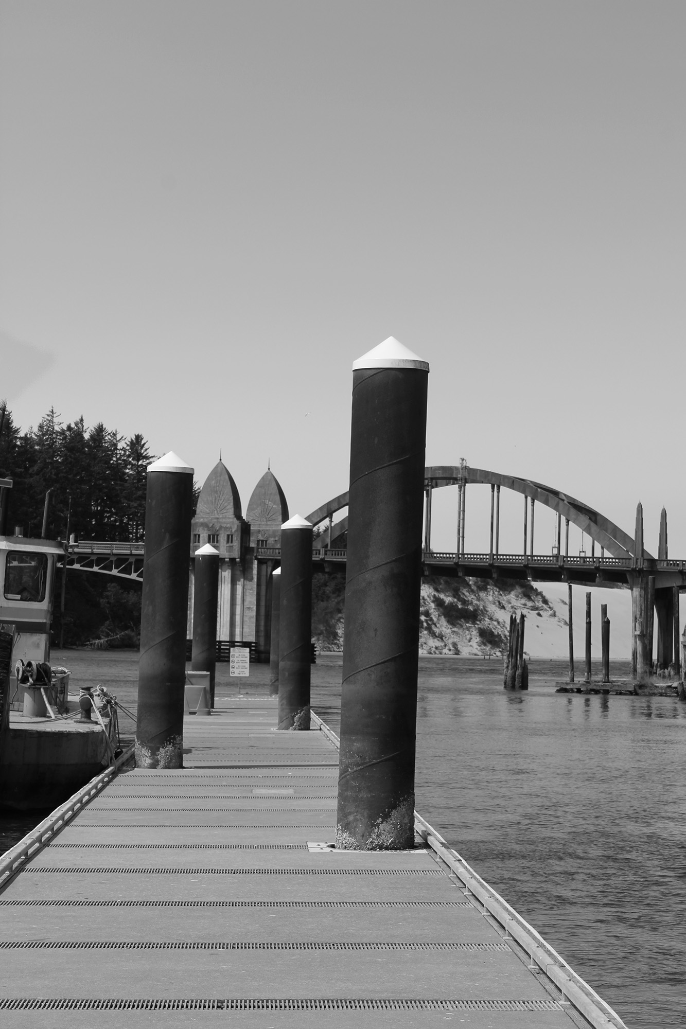 Siuslaw River Bridge and Jetty walkway Florence Oregon Siuslaw River Bridge and Jetty walkway Florence Oregon